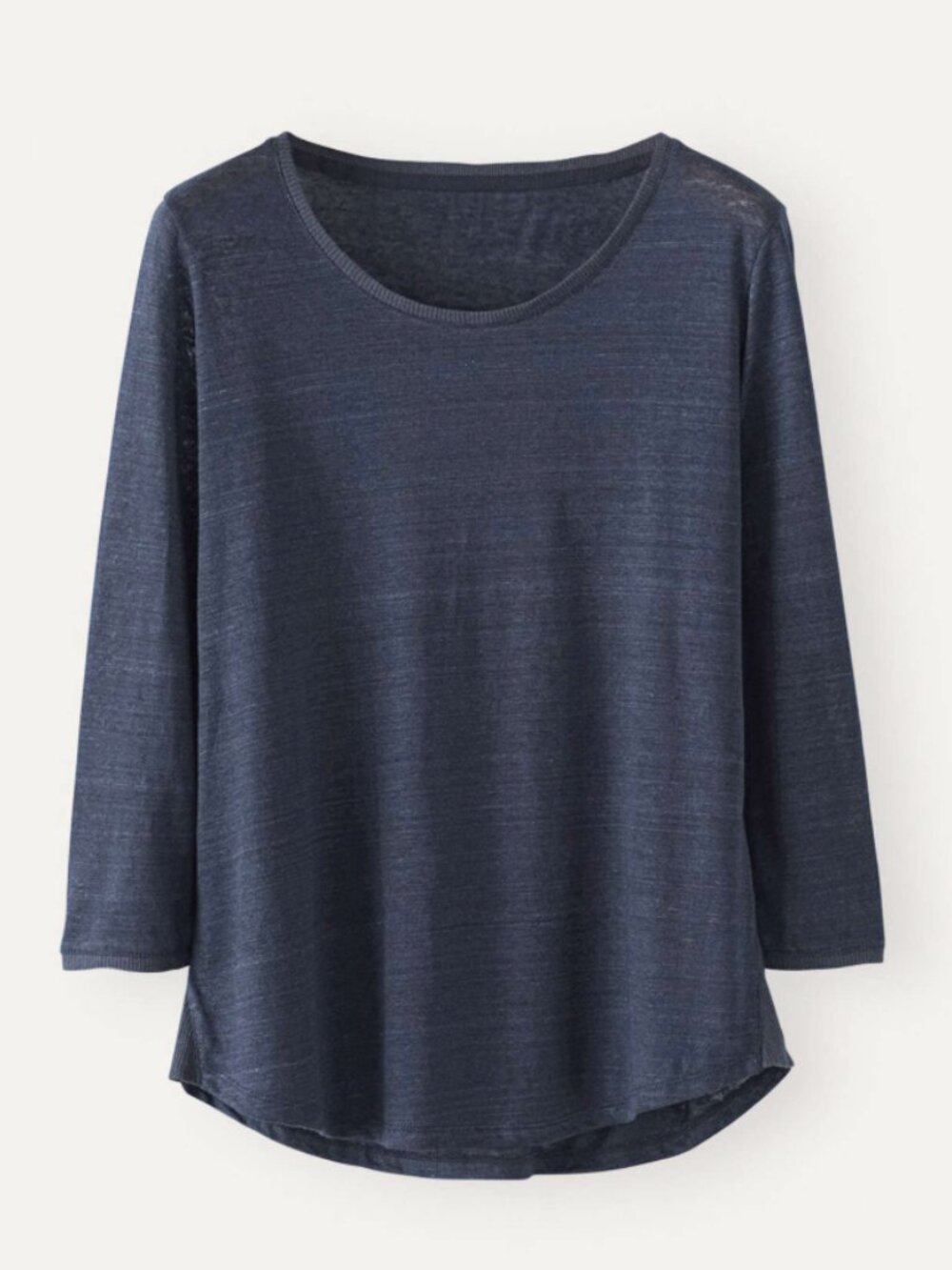 New Poetry Round Neck Linen Jersey Top 3/4 Sleeve Semi-Sheer Blue Black NWT, 10
